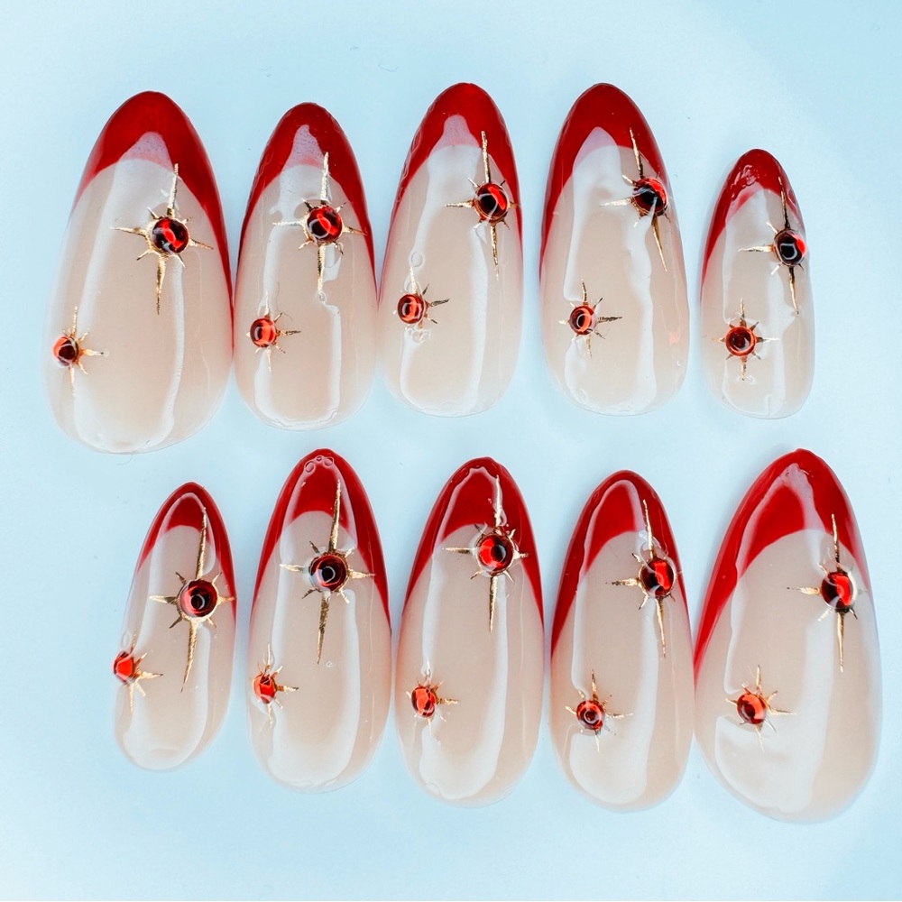 "Ruby Red" Press On Nails. - image 2